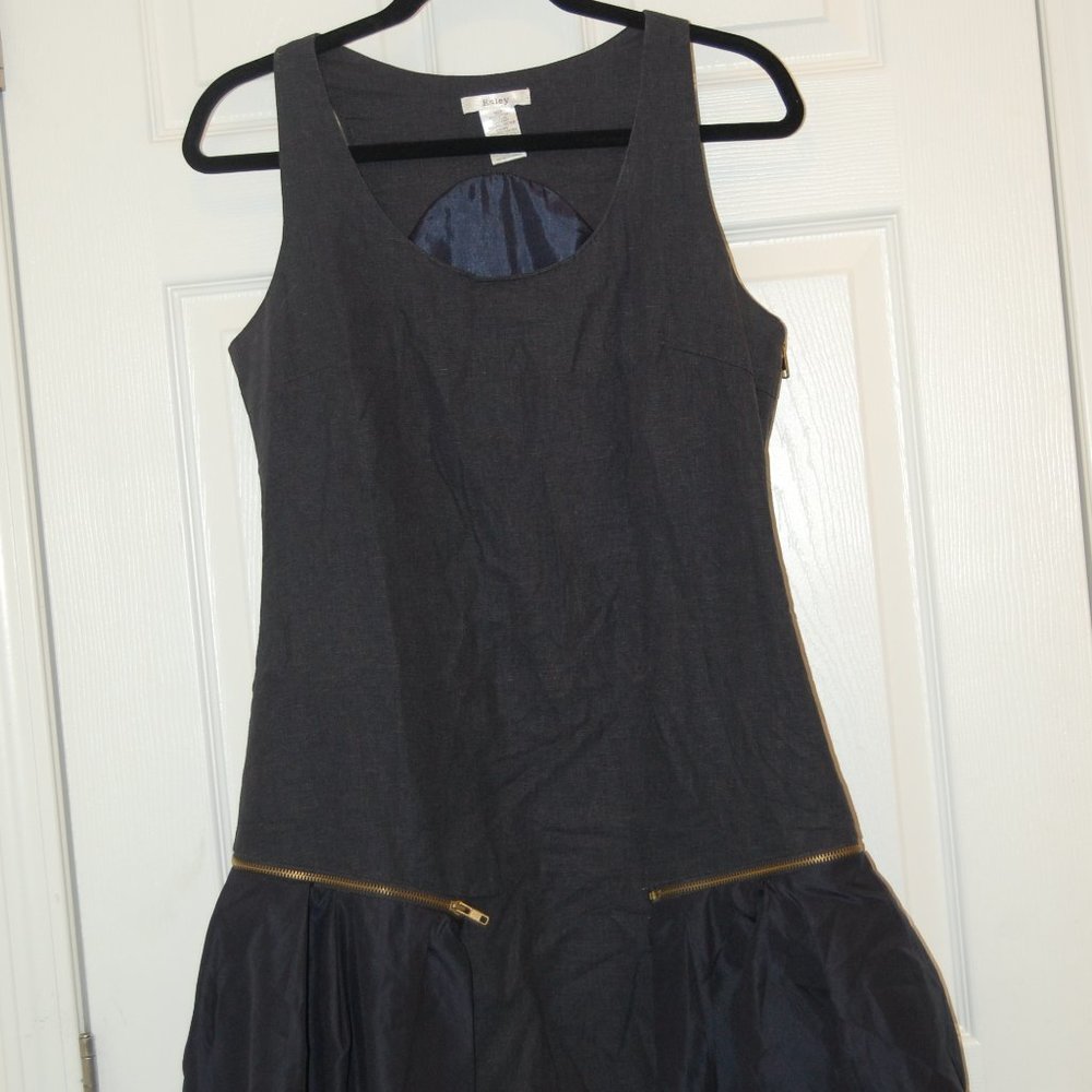 ESLEY Women's Sleeveless Dress With Flouncy Skirt & Zipper Decorations Size L